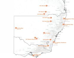 Country Universities Centre's Australian footprint. Where to find UNE support
