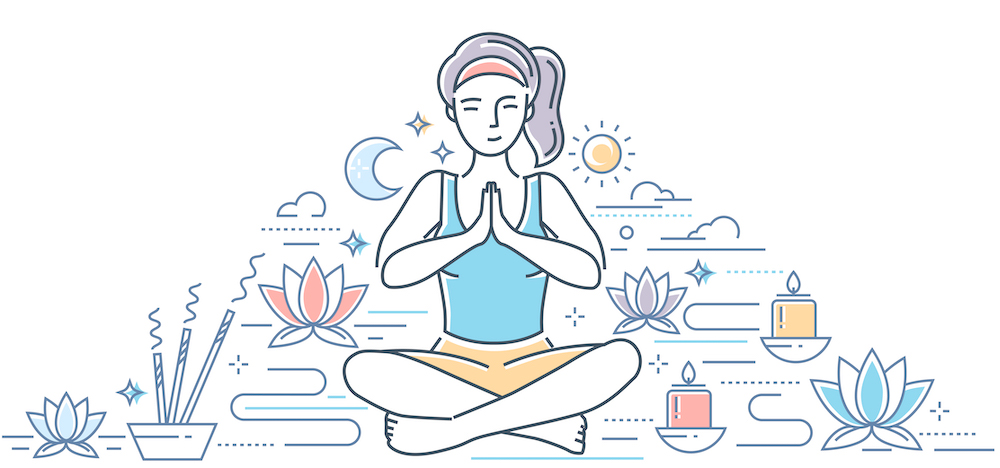 cartoon of a woman meditating